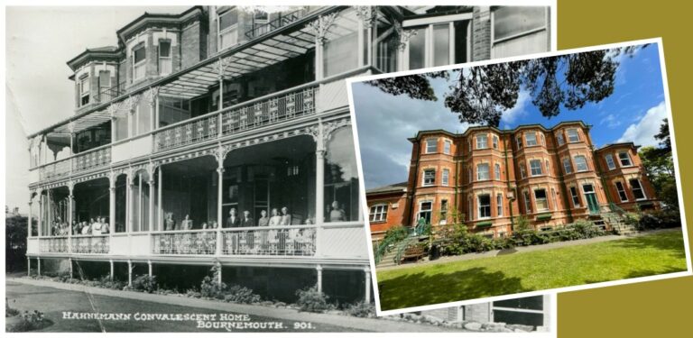 Example of a healthcare construction project by Spetisbury Construction: Hahnemann House old & new exterior collage